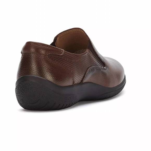 NEW ANDREA women's leather comfort moccasins shoes in brown - Picture 3 of 4